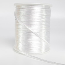 LUSTEMBER 2 mm x 330 Feet Satin Nylon Cord, Silky Smooth White, White