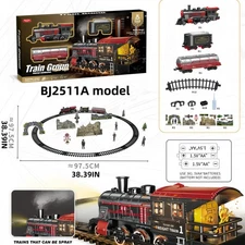 High-End Retro Classic Steam Engine Train Set with Lights & Sound – Large Track