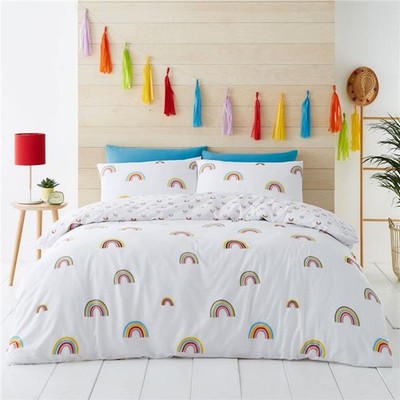 Regenbogen Bettwäscheset Mädchen Bettwäsche Bettbezug Kissenbezüge hell AUSVERKAUF