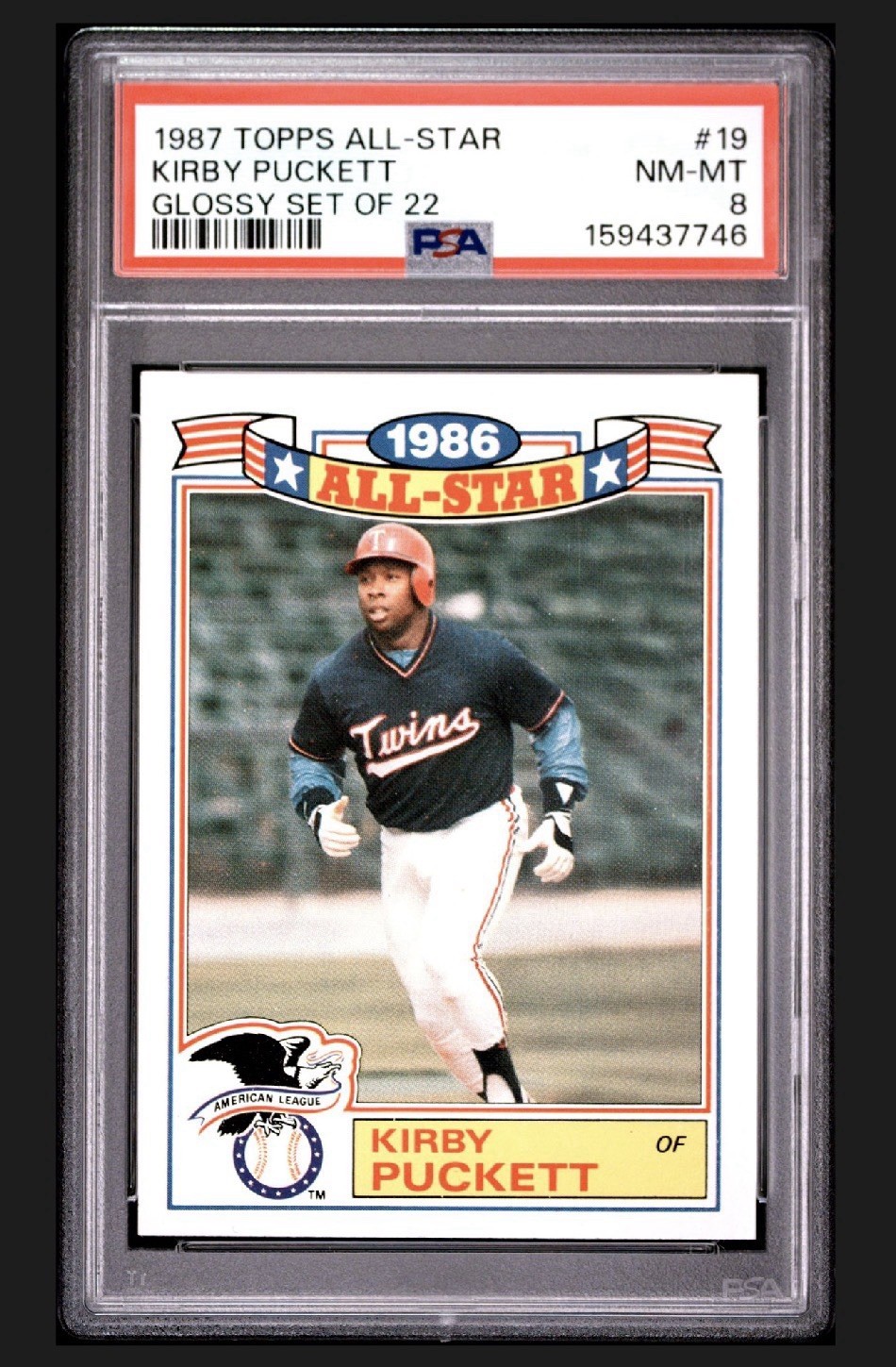 Kirby Puckett #19 Baseball Cards 1987 Topps All Star 22 trading card — raw and PSA graded price guide