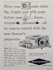 Sawyer's 500R Portland OR Remote Control Slide Projector Vintage Print Ad 1960