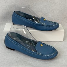 Talbots Lt Blue Leather Slip On Driving Moccasin Loafers Womens 8 Casual Luxury