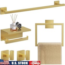 5 Piece Bathroom Hardware Set Towel Bar Hooks Toilet Paper Holder Organizer New