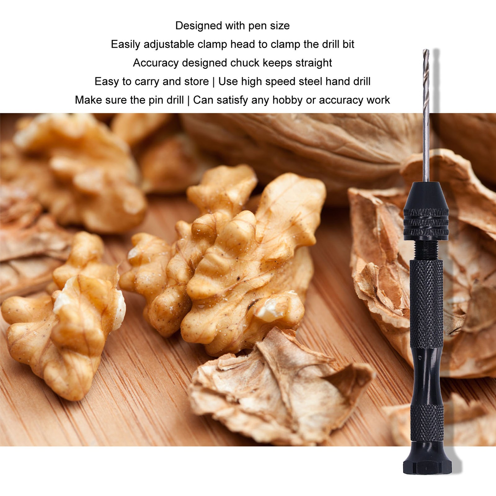 11Pcs Pin Vise HSS Manual Twist Drills Bits For Walnut❀.
