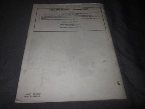 Original WESTERN AUTO WIZARD LAWN TRACTOR #AYP912OA29 Operation SERVICE MANUAL - Picture 3 of 8