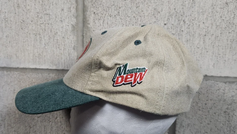 Винтажная бежевая шляпа с ремешком на спине Mountain Dew - Изображение 3 из 4