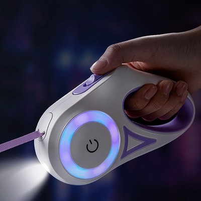 Retractable Dog Leash LED Light Collar Set Automatic Pet Cat Walking Training