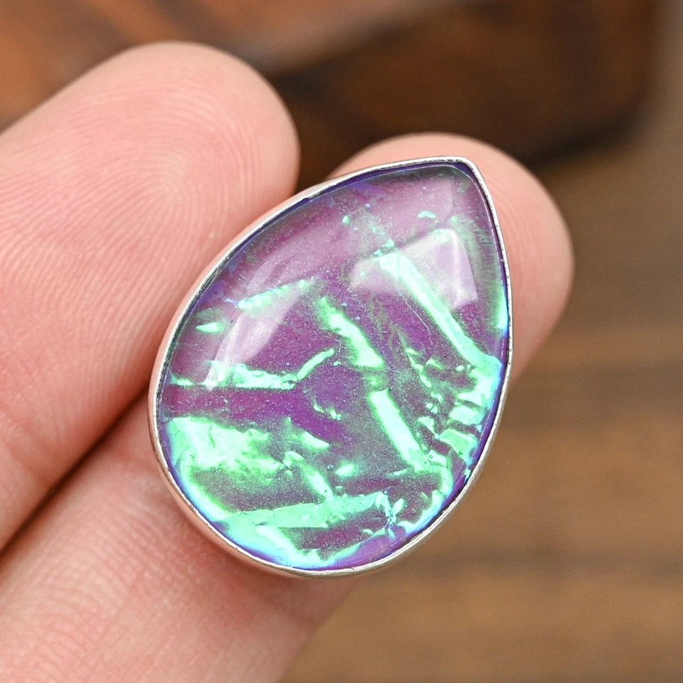 Anillo de plata maciza 925 hecho a mano con piedras preciosas de ópalo triple rosa joyería regalo por amor Foto 2 de 4