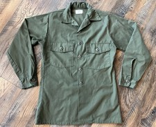 U.S. Military Army Men OG-507 Green Button Up Long Sleeve Shirt Utility 14.5x31