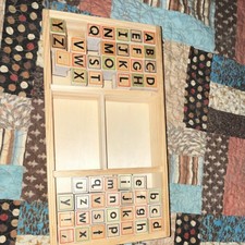 Melissa  Doug Wooden Alphabet Stamp Set 56 Stamps 4-Color Pad Mounted