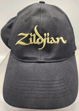 Vintage Zildjian Classic Gold Logo Baseball Cap Adjustable Black Hat Used