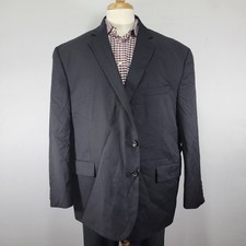 Stafford Men's Sport Coat Blazer Two Button Solid Black Wool BIG TALL Size 54R
