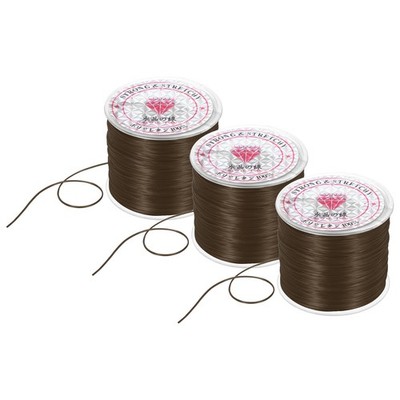 3 Rolls Elastic String for Bracelets, 0.8mm Stretch Bead Cord Brown, 100m