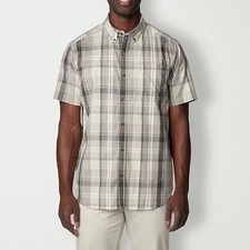 Columbia Mens Regular fit Short Sleeve Button-Up Shirt Size S Beige Plaid