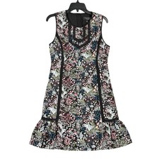 Laundry By Shelli Segal Womens 6 Floral Lace Trim Sheath Dress Black Multi