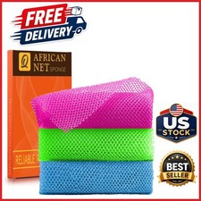 3 Pack African Bath Sponge Exfoliating Shower Scrubber for Body Cleaning