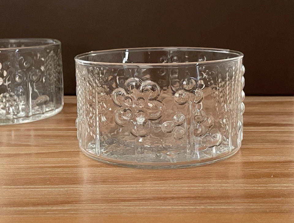 2 xVintage Iittala Finland Flora Clear Glass Bowl Designed by Oiva Toikka 10 cm - image 2 of 4