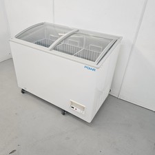 Chest Freezer Display 270L Glass Top White Commercial Sliding Doors Shop Pola...