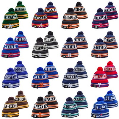 Unisex Adults Baseball Cuffed Knit Hat With Pom Fleece lined 25C