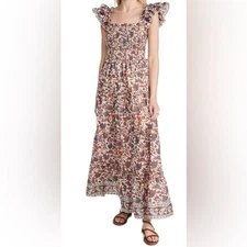Love The Label Fredrika Smocked Tiered Floral Maxi Dress Ruffle Strap