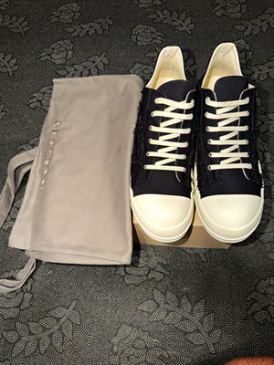 Rick Owens DRKSHDW Men's Black/White Low-Top Lace-Up Sneakers Solid