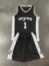 Kids Basketball Jersey  Shorts Set - Spurs Style 1 - Youth Sport Outfits