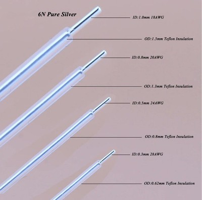 1M Solid Core 6N Pure Silver With PTFE DIY Speaker HiFi  Audio Cable Bulk Wire