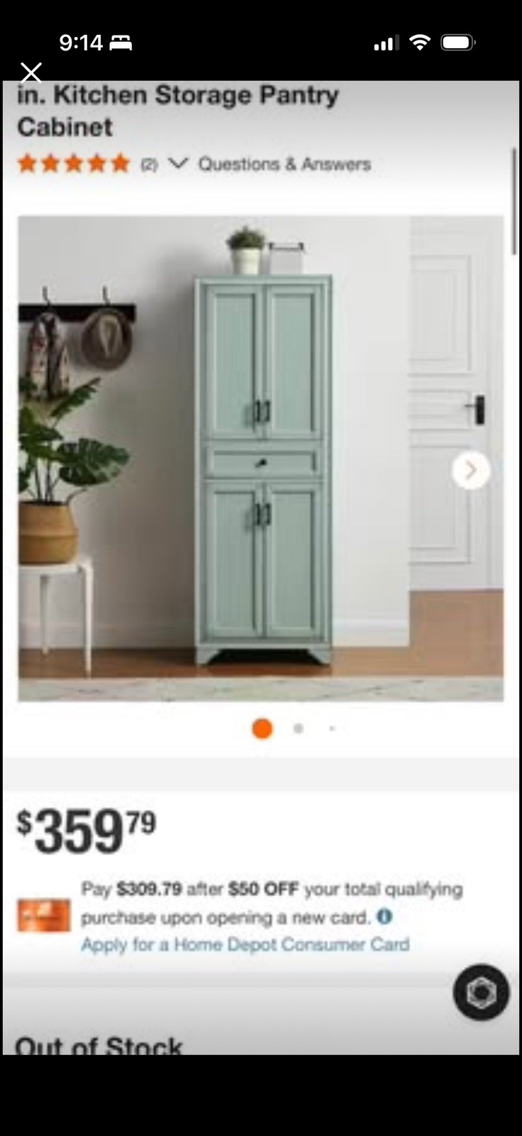 Crosley Kitchen Cabinet - Tara Blue Solid Wood Storage Cabinet with Doors