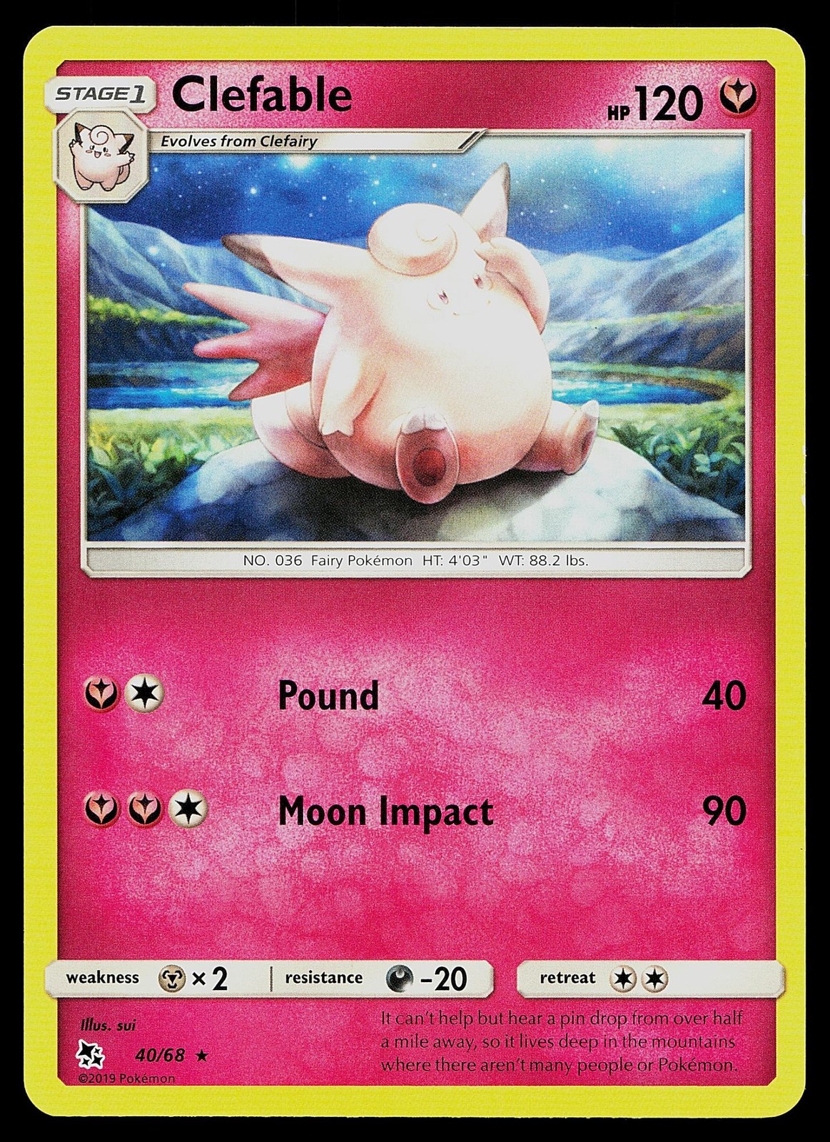 Pokemon Card Hidden Fates Clefable 40/68 Rare