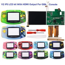 GBA V2 IPS Backlight LCD HDMI-Compatible Output Retro Pixel Kit UV Printed Shell