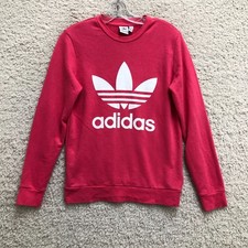 Adidas Sweatshirt Large Youth Pink Trefoil Pullover Athletic Performance Girls