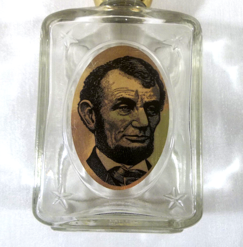 Empty Avon Clear Glass 4 oz Bottle w/ Abraham Lincoln Portrait & Gold Eagle Top - Picture 13 of 17