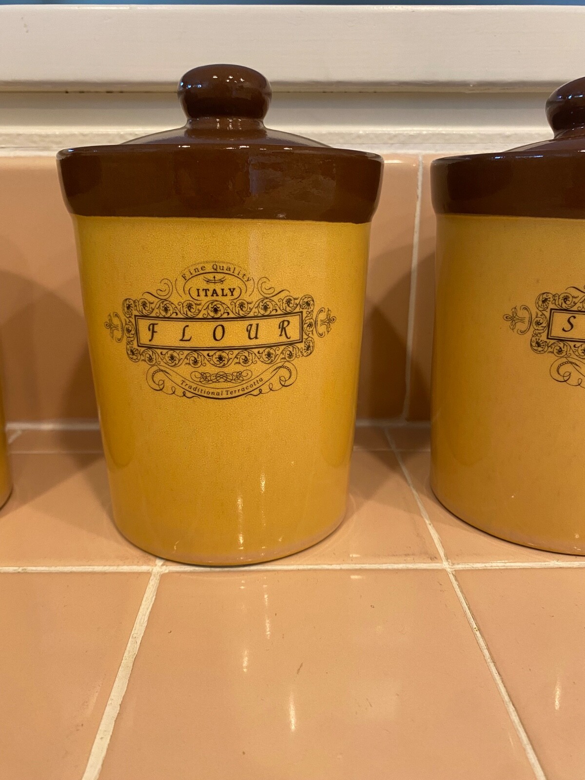Canister Set Of4 Italy Terracotta Rich Earth Tones Well Made. 4.5” never used.