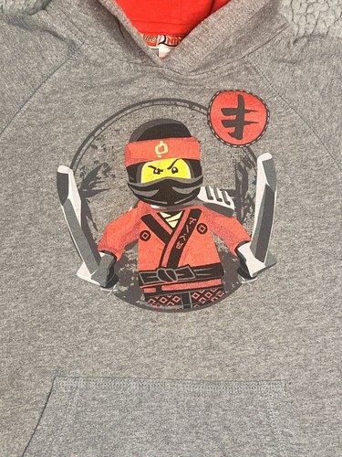 Lego Ninjago Hoodie With Pockets Little Boys Size 5/6 Gray And Red - Picture 3 of 9