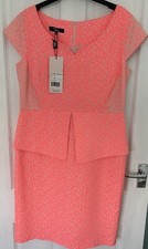 ELLA BOO Size 16 Pink Peplum Wedding Guest Dress - BNWT