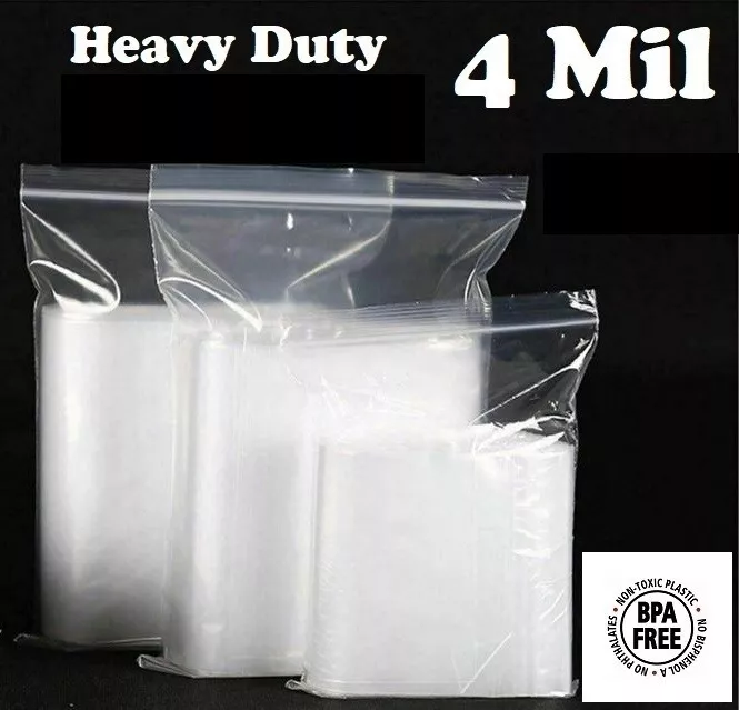 Clear Plastic Zip Bags, 4MIL Heavy Duty Thickness, Reclosable Top Lock,  Small Large Mini Baggies for Jewelry, Beads, Rings Coins Any Quanity