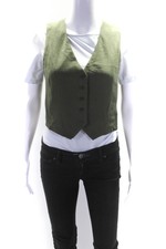 Lulus Women's V-neck Sleeveless Button Down Vest Olive Green Size S