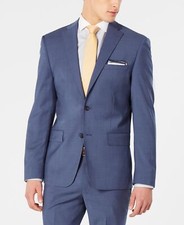 Dkny Men  s Modern-Fit Stretch Mini-Check Suit Jacket Navy, 40 T/L39.5 