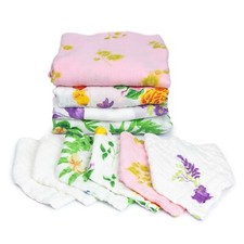 Muslin baby swaddle blanket 47 X 47 4 floral, 4 matching bibs and 2 white bibs