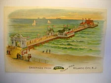 HEINZ OCEAN PIER antique used advertising CHROMO 6 products ATLANTIC CITY NJ