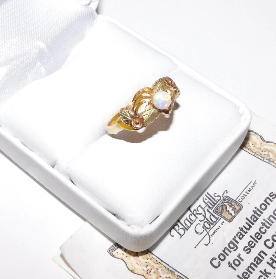 Anillo Banda Hojas Flor Ópalo Oro 10k Black Hills Talla 7 Foto 3 de 4