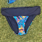 Tie Dye Blue Turquoise Pink Yellow Folded Ruched Top Bikini Bottom Swim Hippie L — photo 3