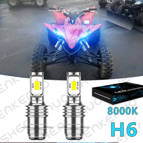 Ice Blue 8000K LED Bulbs H6M 2x Headlights For Yamaha Raptor 700 700R 2006-2018 - Afbeelding 1 van 10