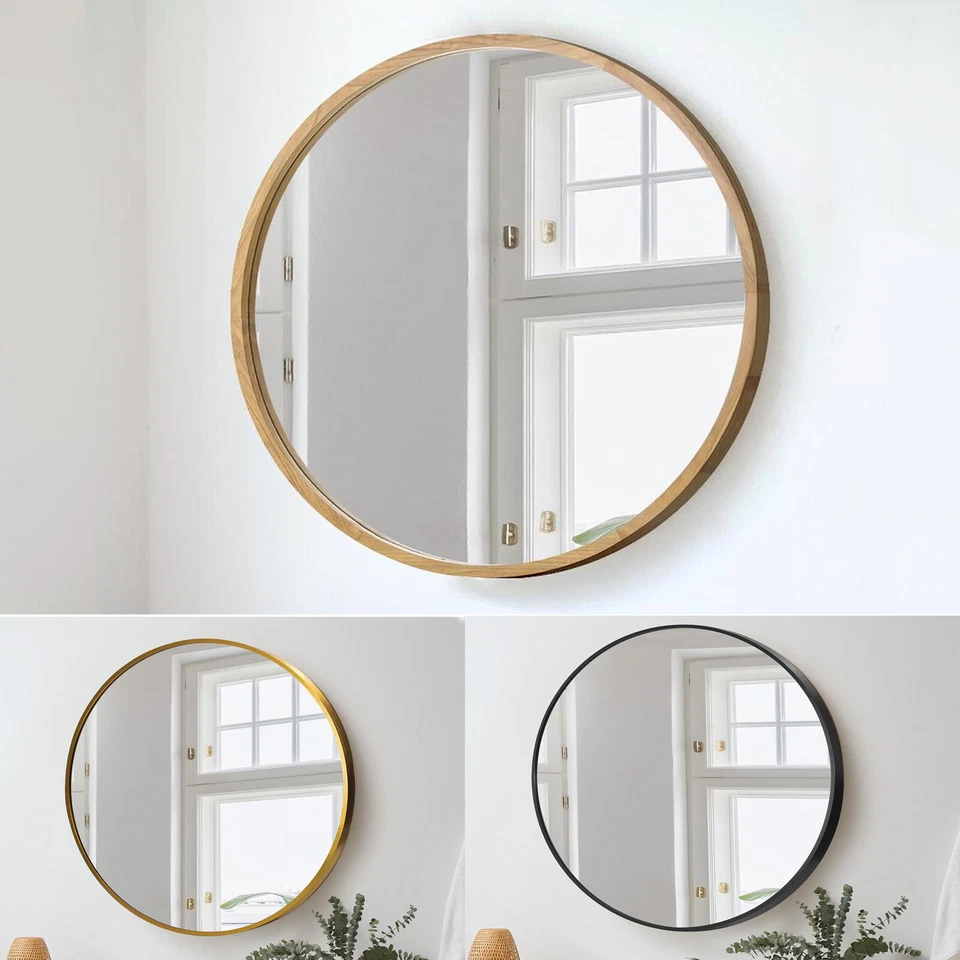 Oikiture Wall Mirrors Round Makeup Mirror Home Decor 50/60/70/80/90cm