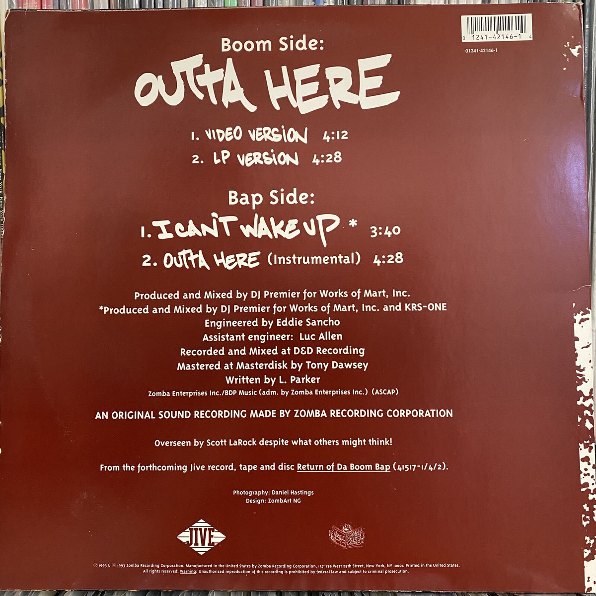 KRS-ONE - OUTTA HERE / I CAN'T WAKE UP (12