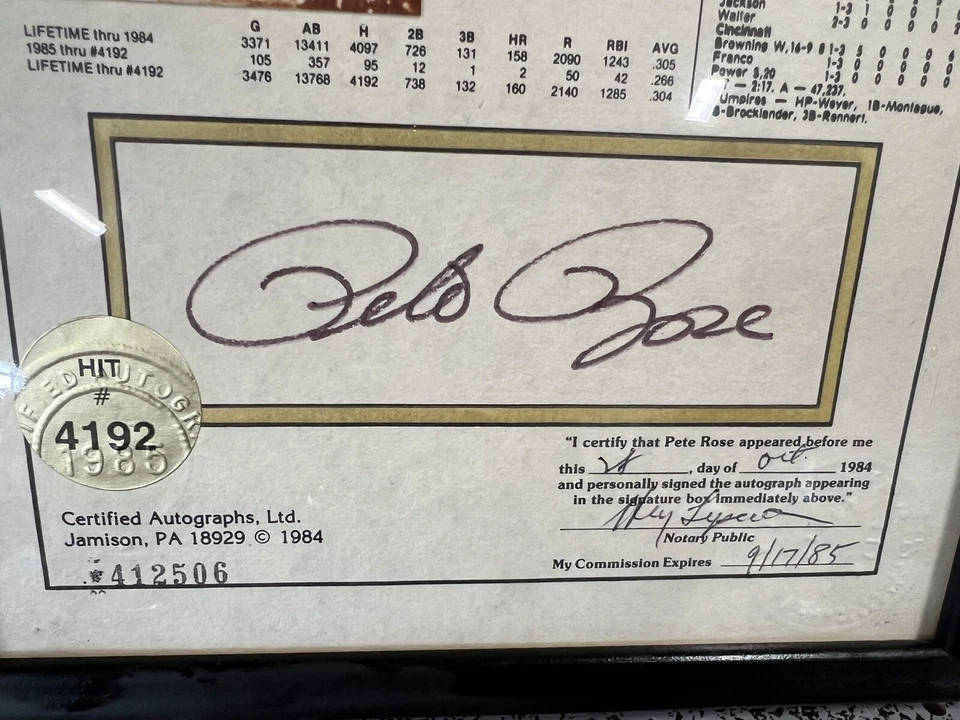 Pete Rose Lot of 4: 4192 Certified Autograph, Jumbo Postcard, & Newspaper Promos - Image 3 of 4