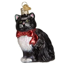 Old World Christmas TUXEDO KITTY (12452) Glass Ornament w/OWC Box