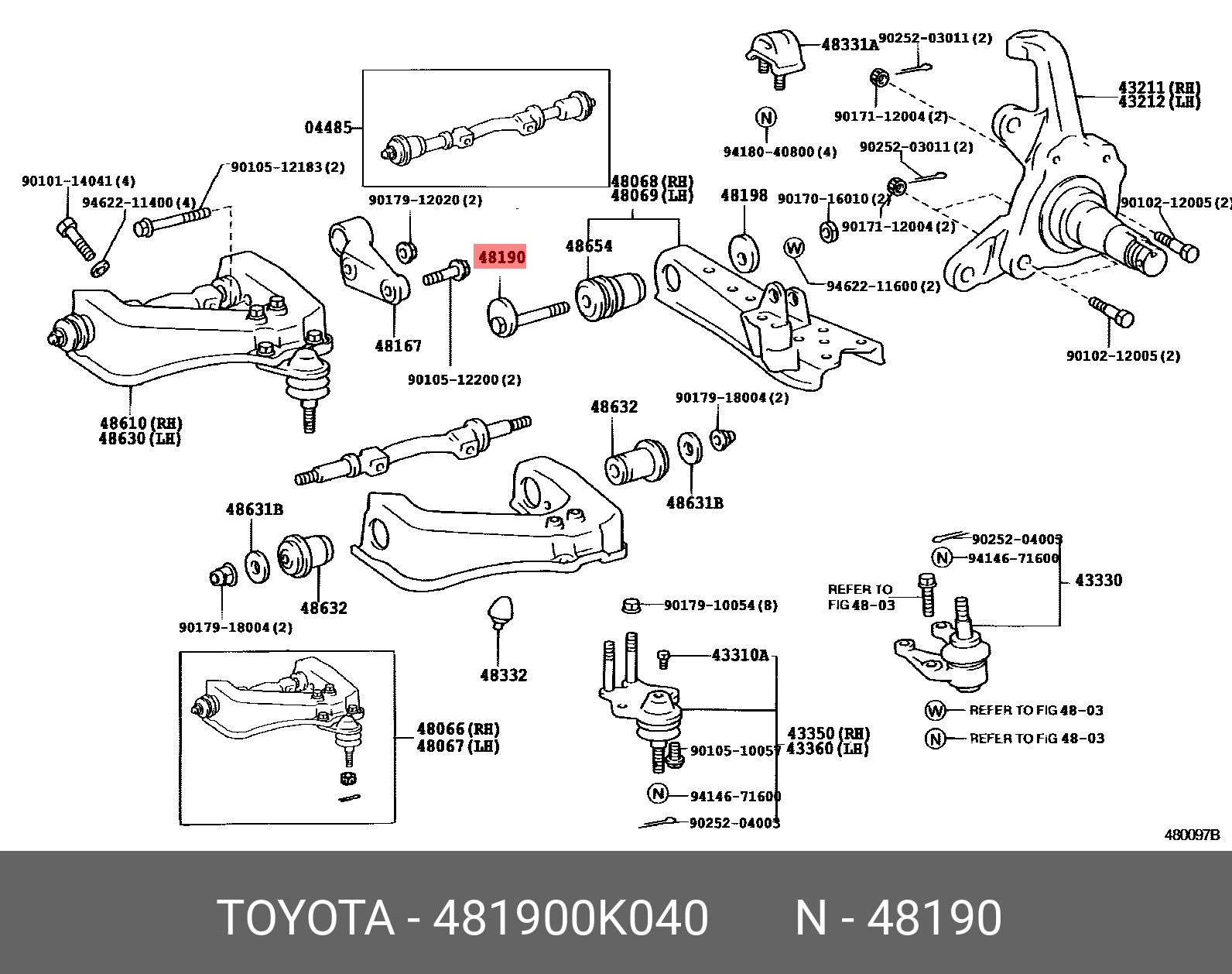Genuine OE camber adjusting eccentric bolt, 481900K040 for TOYOTA 48190 ...