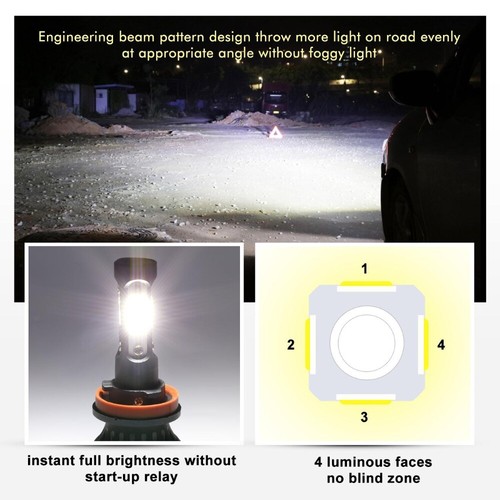 4 Sides H11 H8 H9 LED Headlights Hi/Low Beam 6500K Super Bright White 360000LM - Picture 5 of 12