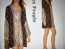 Free People Women's Peble Print Bohemian Tunic Mini Dress Size S NEWOT